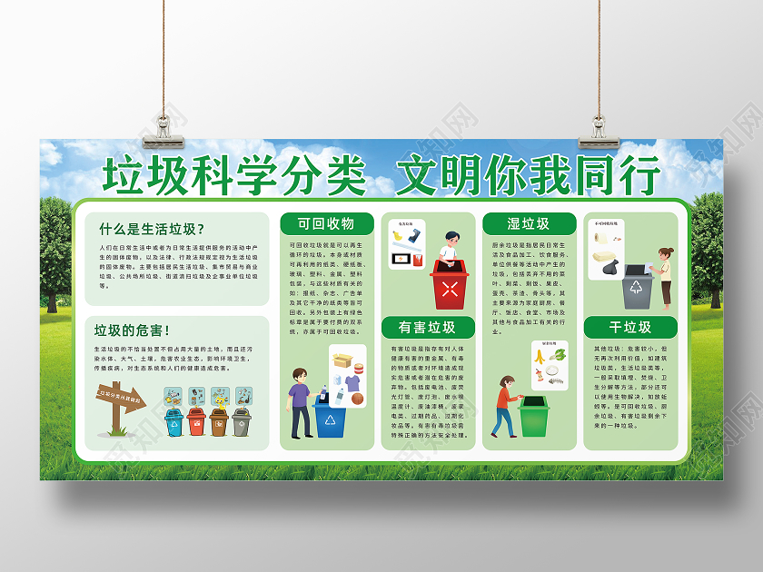 绿色简约垃圾分类宣传栏