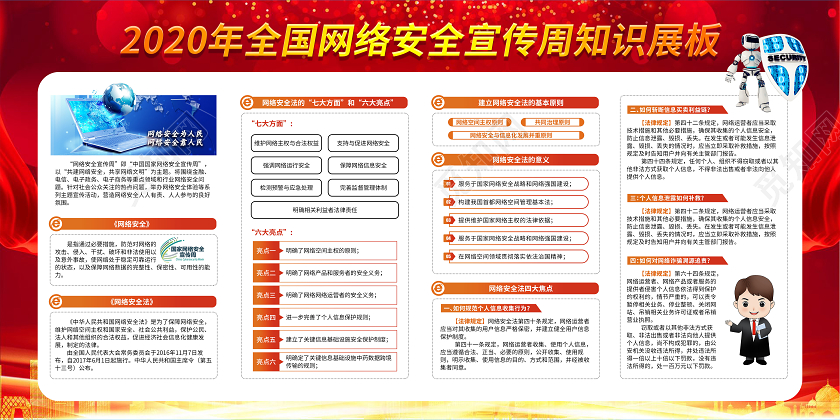 红色2020年国家网络安全宣传周网络安全为人民宣传栏