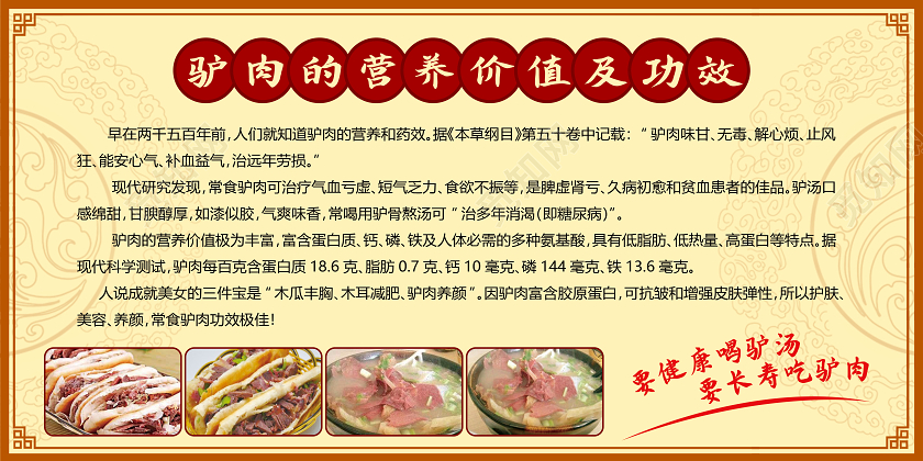 黄色中国风餐饮美食驴肉展板