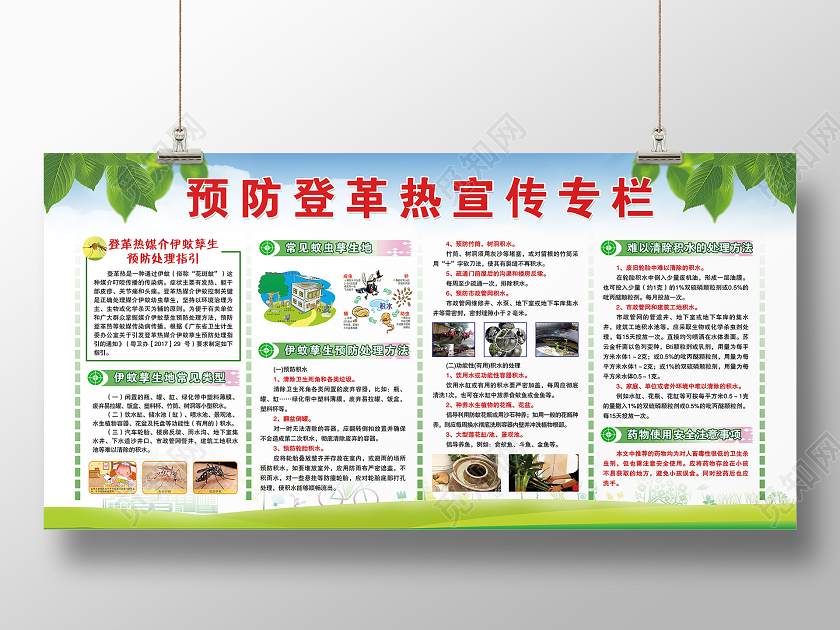清新蓝色预防革登热疾病展板宣传栏