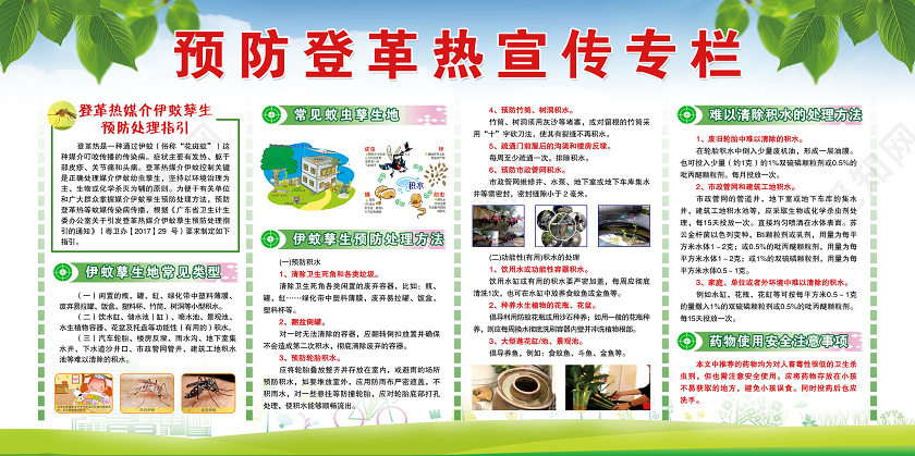 清新蓝色预防革登热疾病展板宣传栏