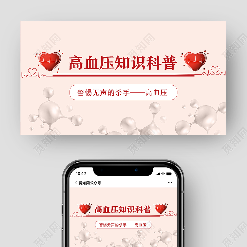 红色简约高血压知识科普高血压公众号封面