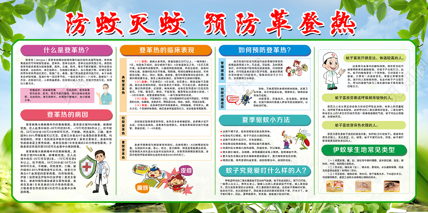 简单大气清新绿色预防革登热疾病健康展板宣传栏