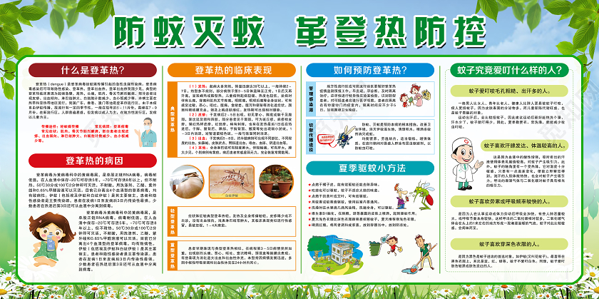 简单大气清新绿色预防革登热疾病健康展板宣传栏