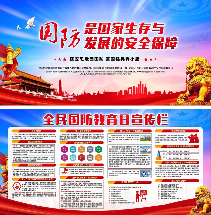 2020年全民国防教育日宣传栏