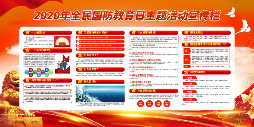 2020红色全民国防教育日传承红色基因宣传栏