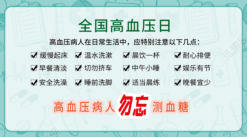 简约大气绿色系全国高血压日公众号配图微信首图微信头图