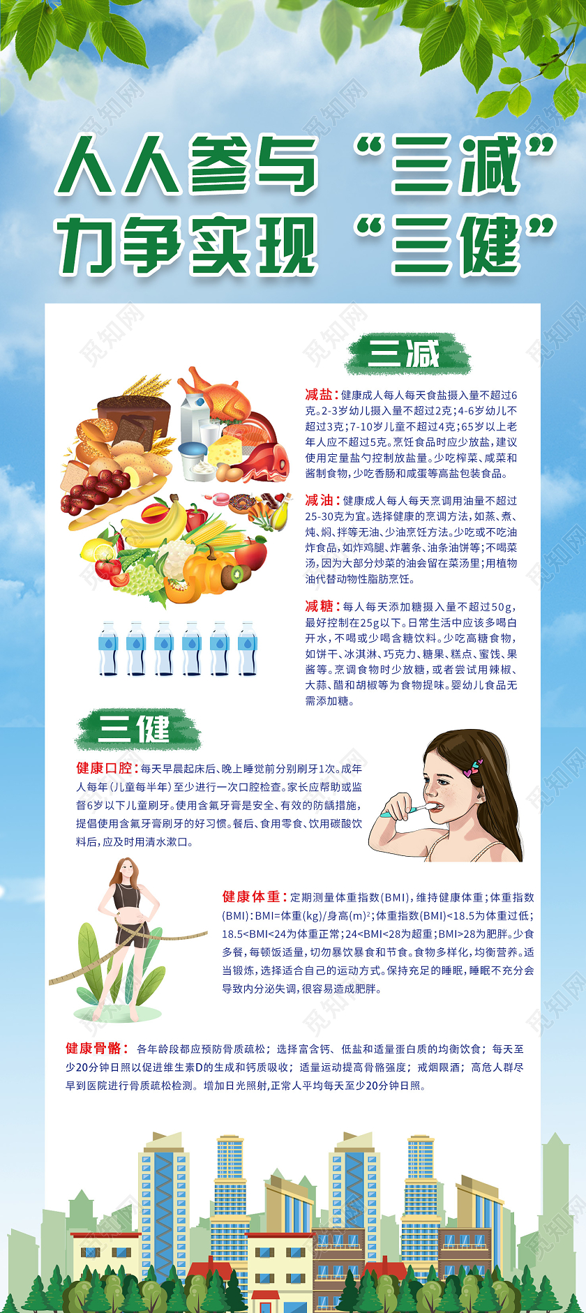 蓝色小清新人人参与三减力争实现三建三减三健