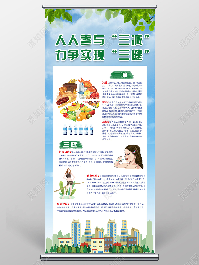 蓝色小清新人人参与三减力争实现三建三减三健