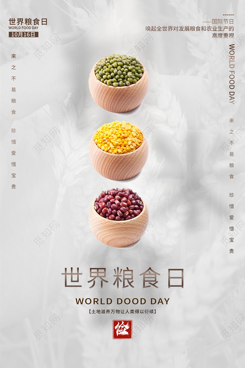 世界粮食日五谷杂粮节约粮食海报