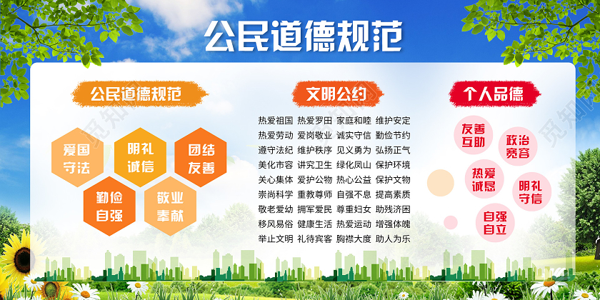 蓝色小清新自然公民道德规范