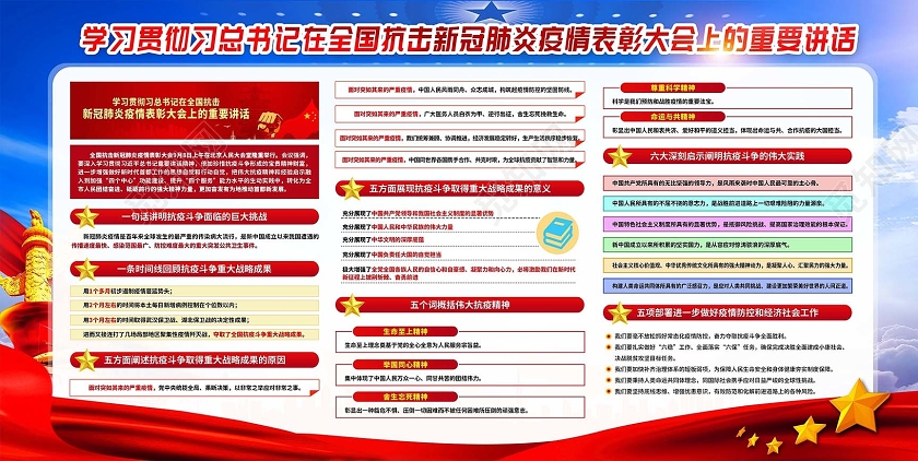 学习贯彻习总书记在全国抗击新冠肺炎疫情表彰大会抗疫精神宣传栏