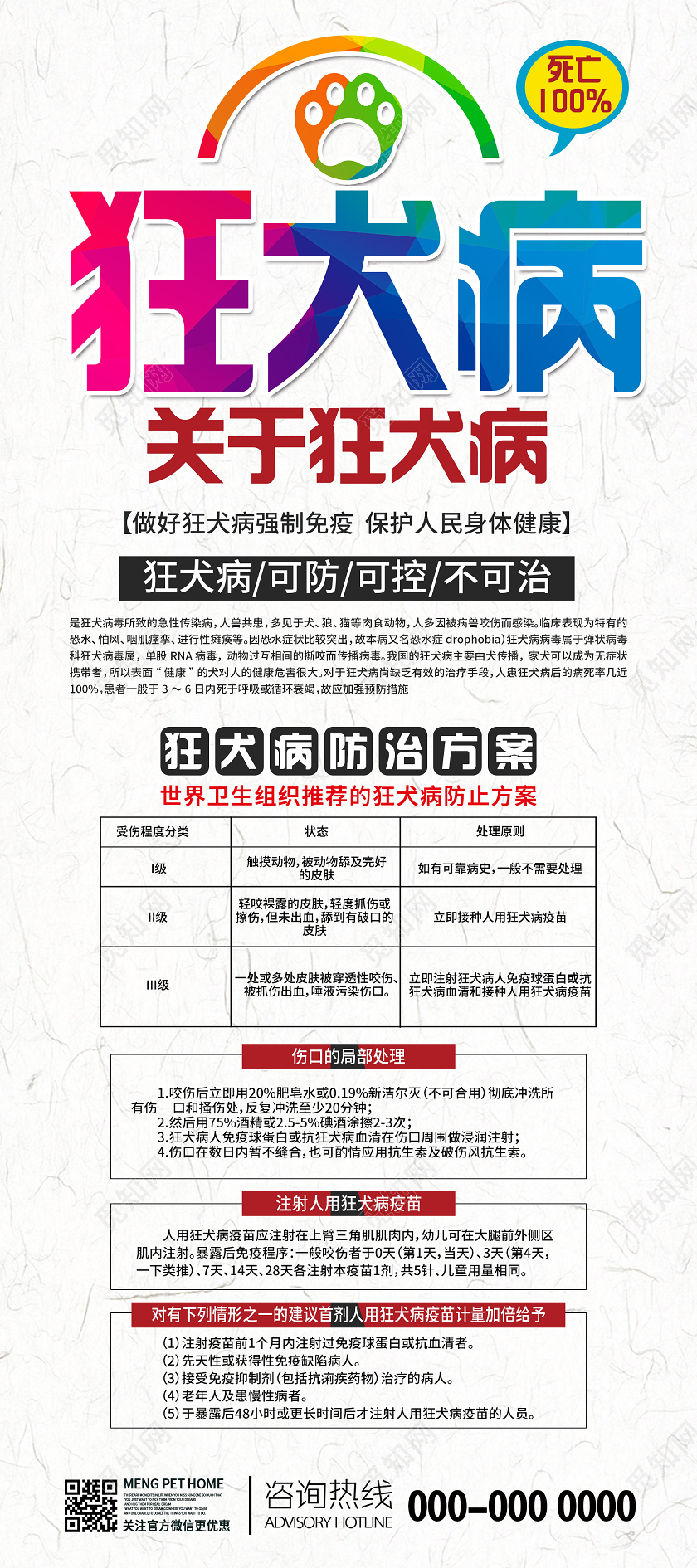 白色简洁狂犬病预防宣传展架易拉宝