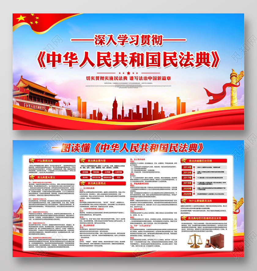 2020年党建党丐政中华人民共和国民法典草案宣传展板