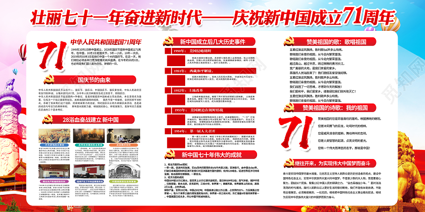 71周年国庆国庆节71周年宣传栏展板设计