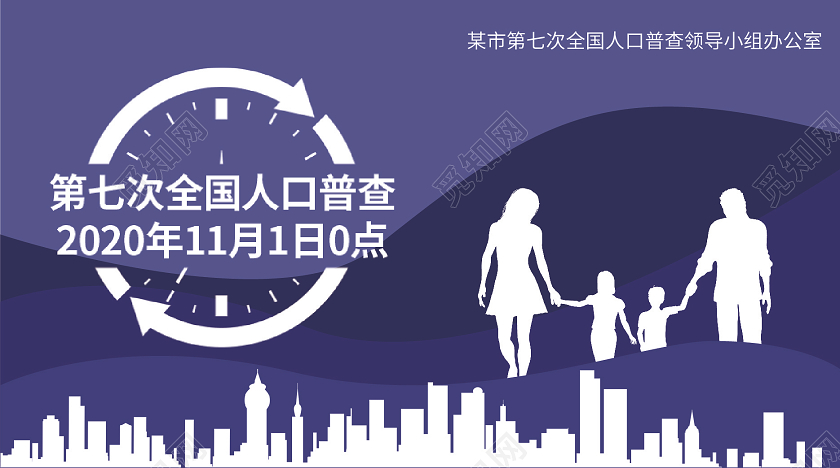 蓝色大气第七次全国人口普查展板海报