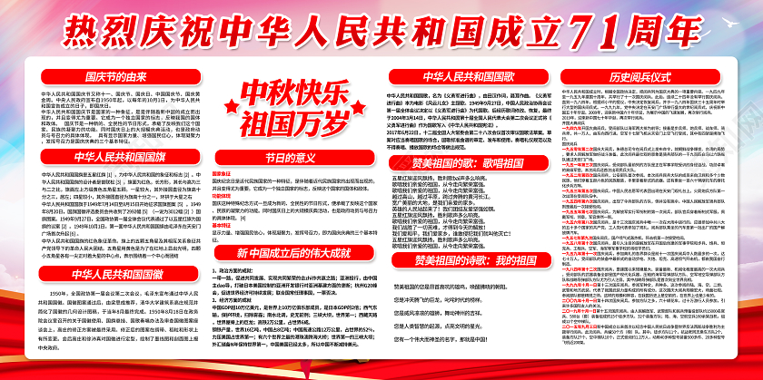 国庆国庆节71周年宣传栏展板设计