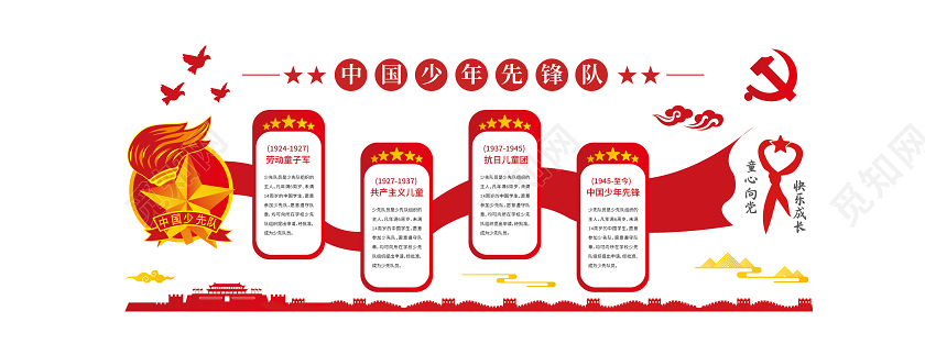 红色党政少先队文化墙