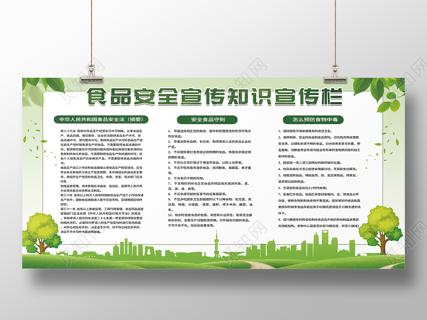 食品安全宣传知识宣传栏展板