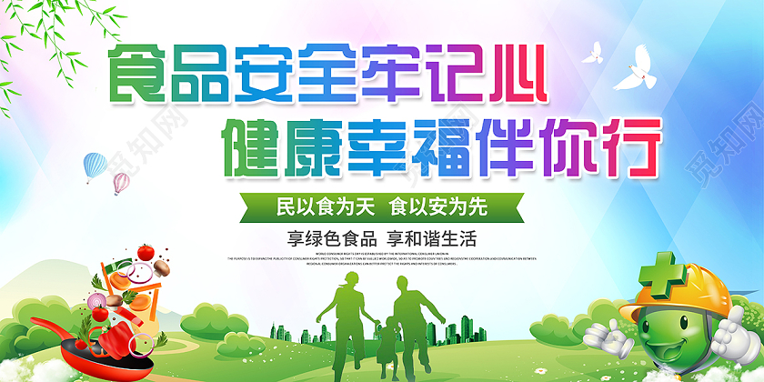 2020关注食品安全共享健康生活展板设计