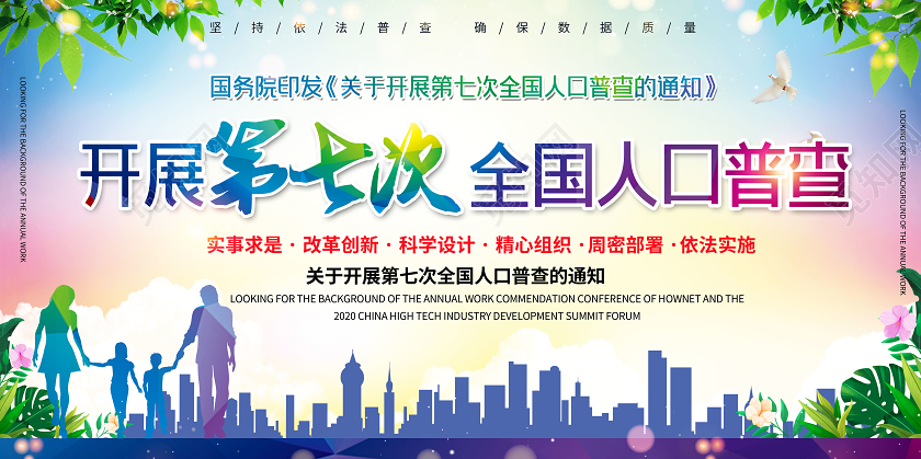绿色大气开展第七次人口普查宣传展板