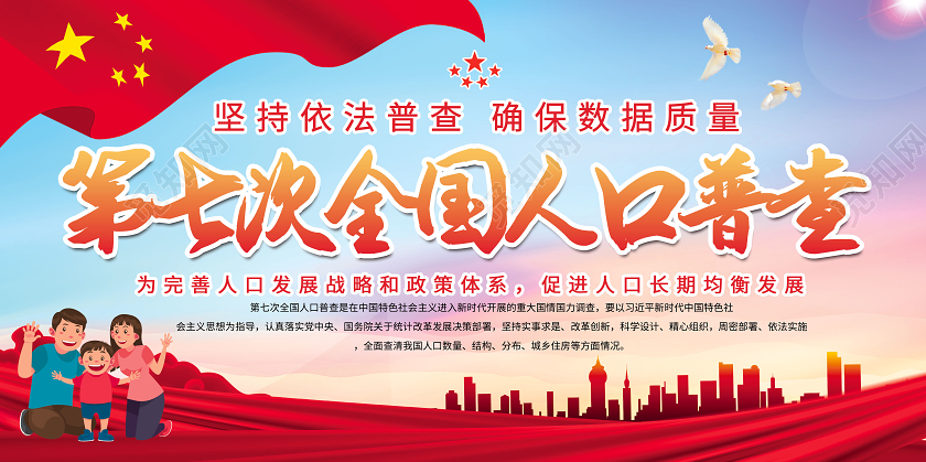 简约大气第七次全国人口普查促进人口均衡发展展板