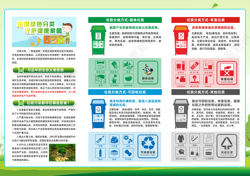 彩色简约垃圾分类折页从我做起宣传折页三折页