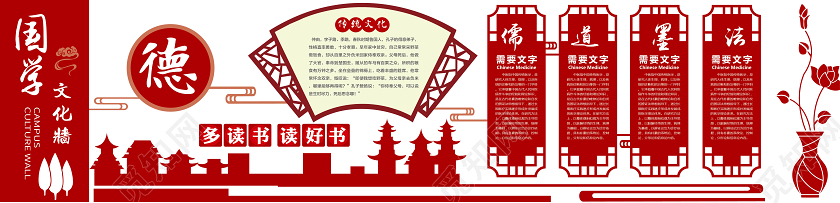 校园文化墙国学经典中华传统美德文化墙