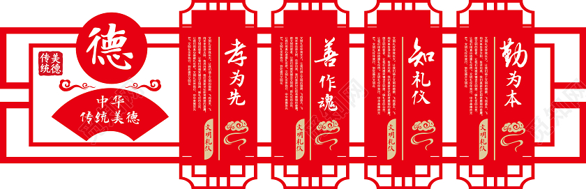 校园文化墙国学经典中华传统美德文化墙