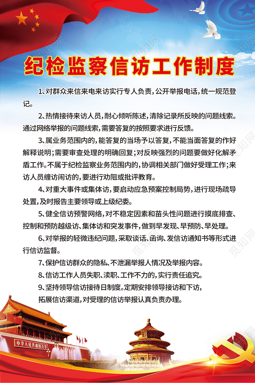 纪检监察信访工作制度海报