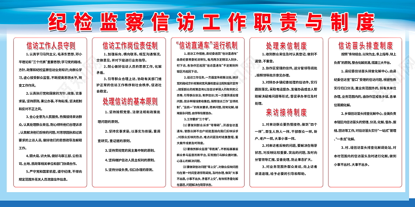 纪检监察信访工作职责与制度展板