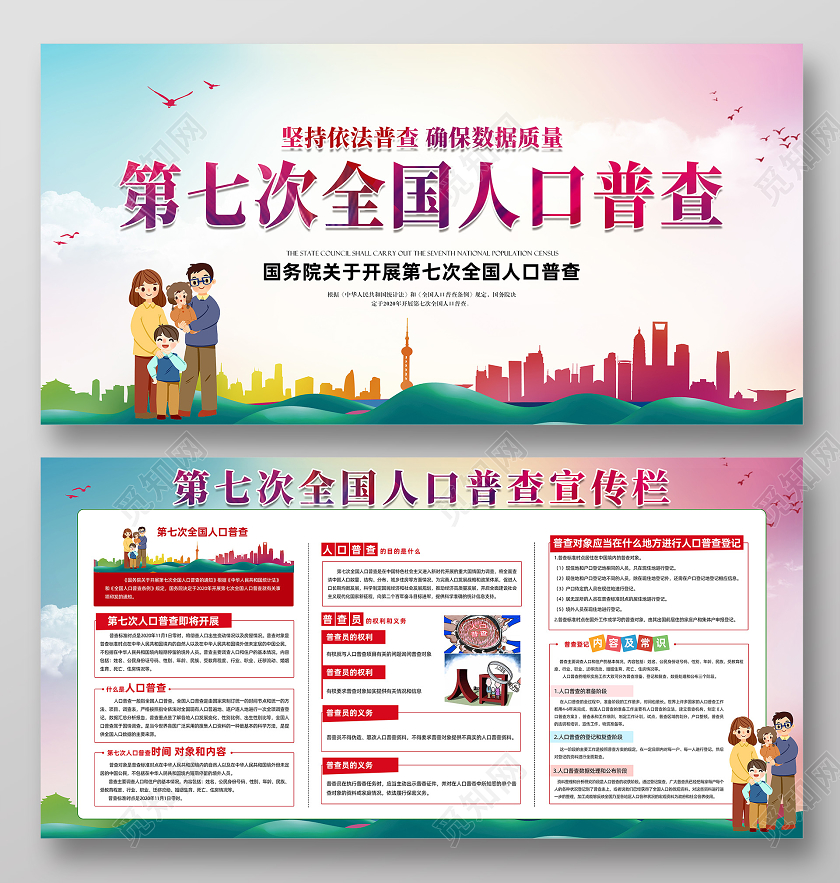 2020第七次全国人口普查海报展板模板