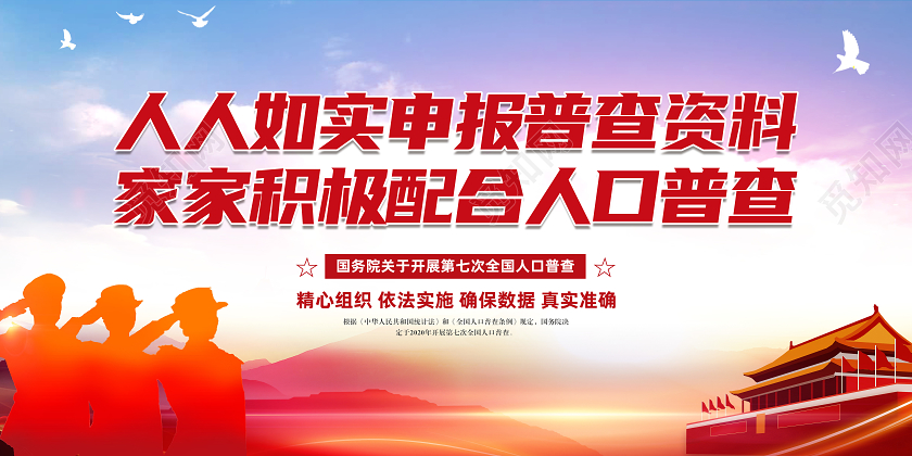 2020第七次全国人口普查海报展板模板