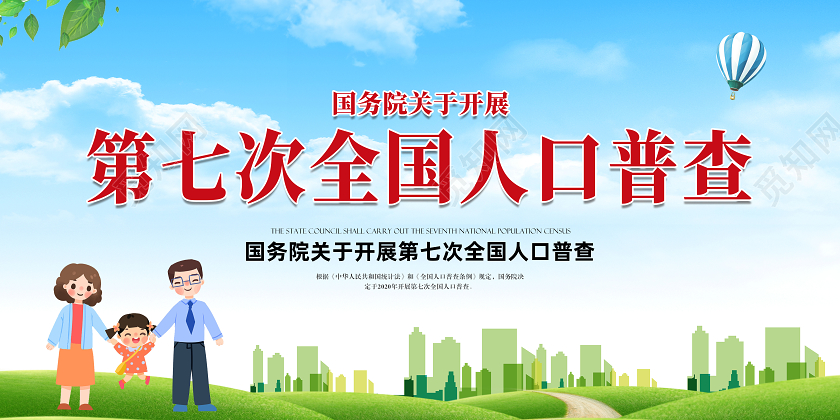 2020第七次全国人口普查海报展板模板