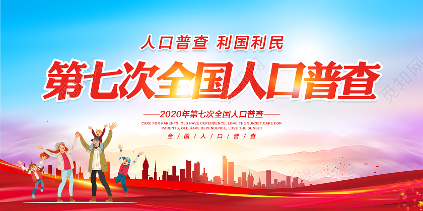 红色第七次全国人口普查展板设计
