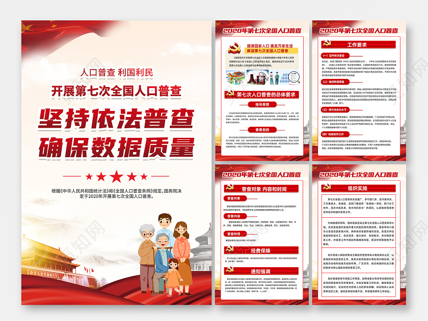 2020第七次全国人口普查海报展板模板
