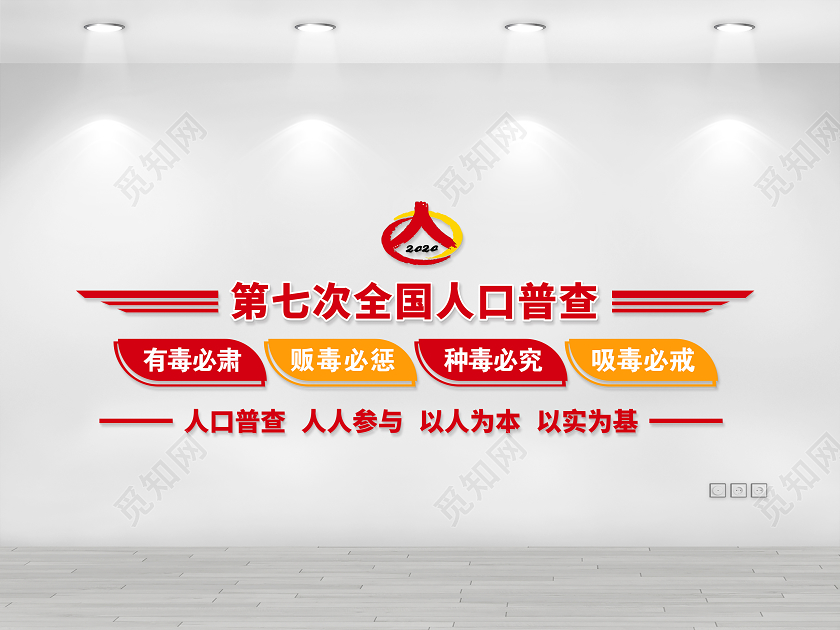 红色党建第七次全国人口普查文化墙人口普查文化墙