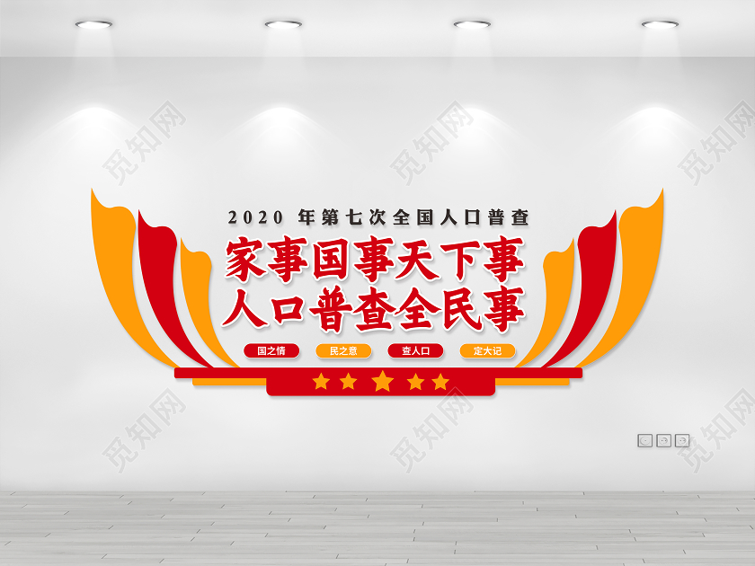 红色党建第七次全国人口普查文化墙人口普查文化墙