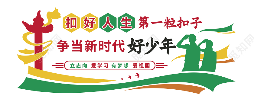 扣好人生第一粒扣子文化墙争当新时代好少年文化墙