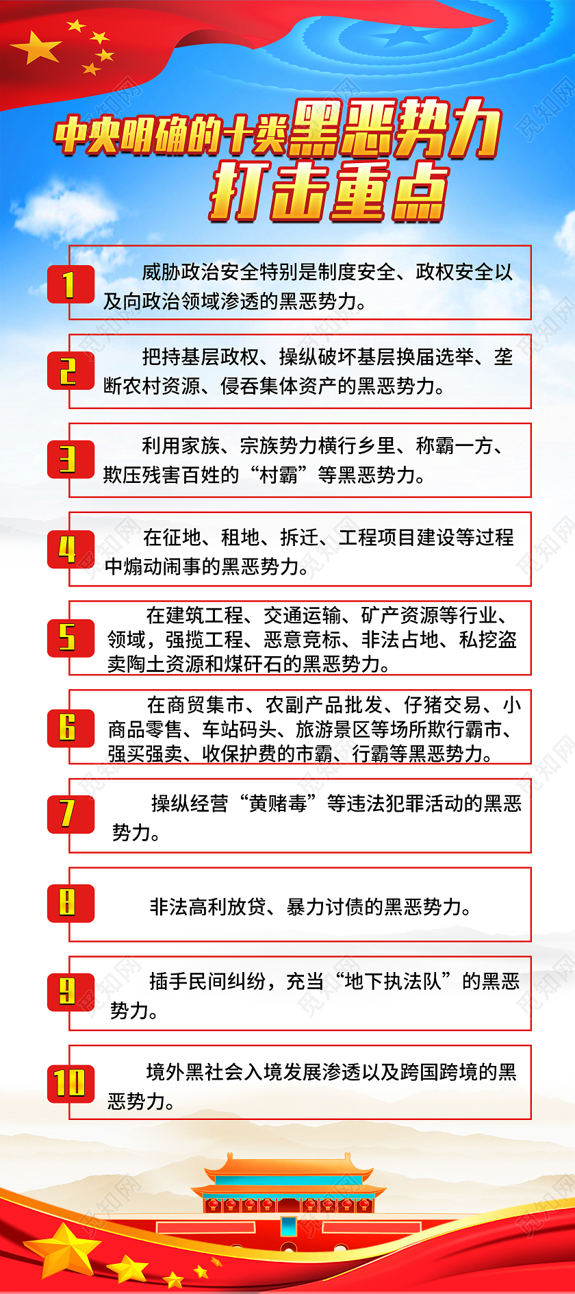 蓝色简约黑恶势力打击重点扫黑除恶展架易拉宝