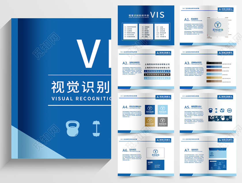 蓝色简约体育运动VIS视觉识别系统手册VI手册