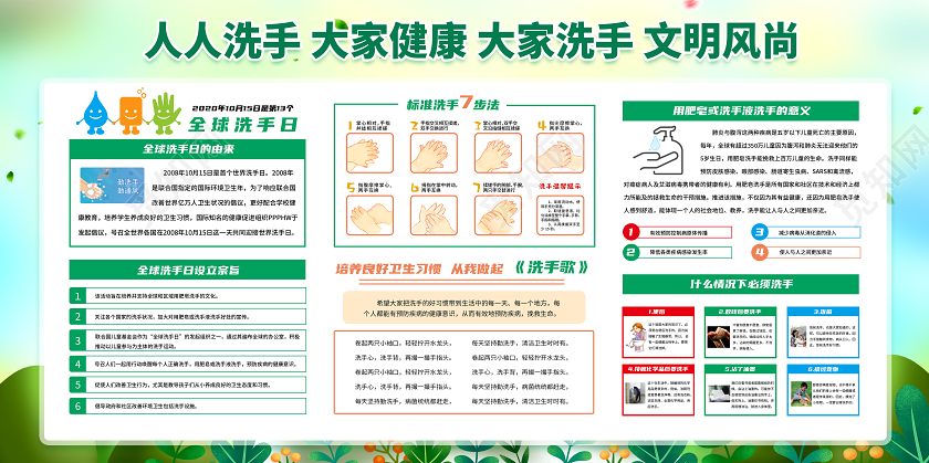 绿色2020全球洗手日宣传栏
