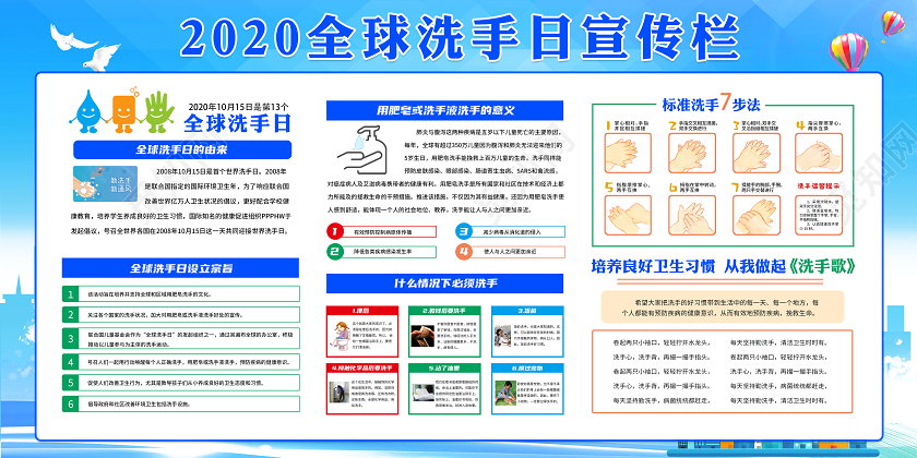 蓝色全球洗手日宣传栏