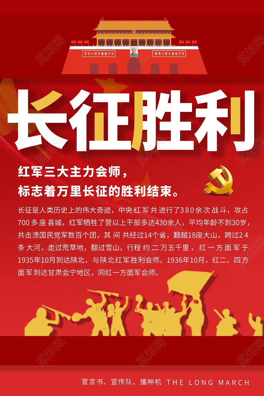 简约大气红色系长征胜利长征宣传海报