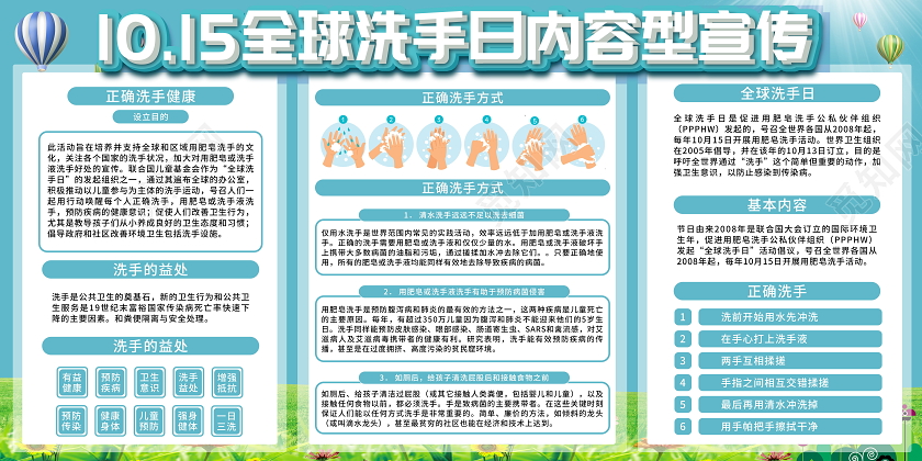 10月15日全球洗手日内容型宣传展板