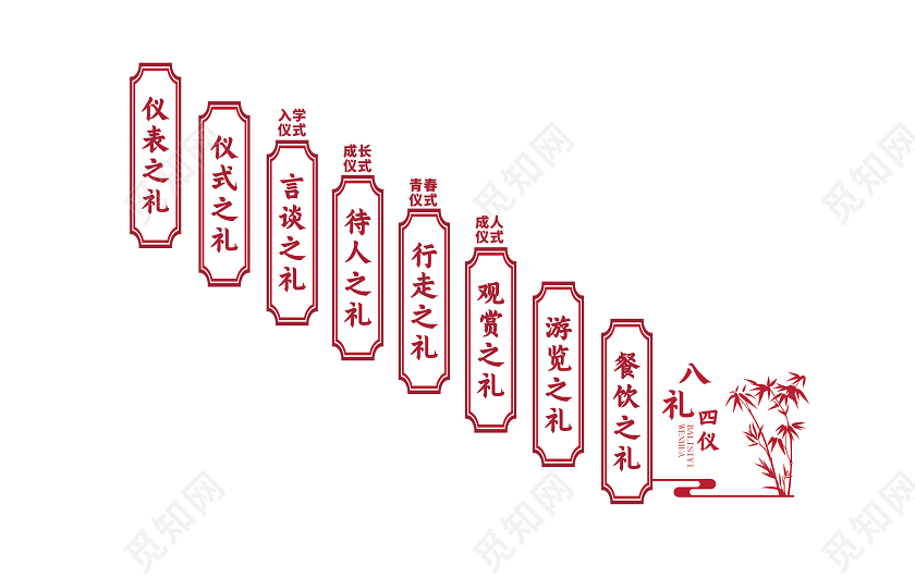 红色楼梯八礼四仪文化墙