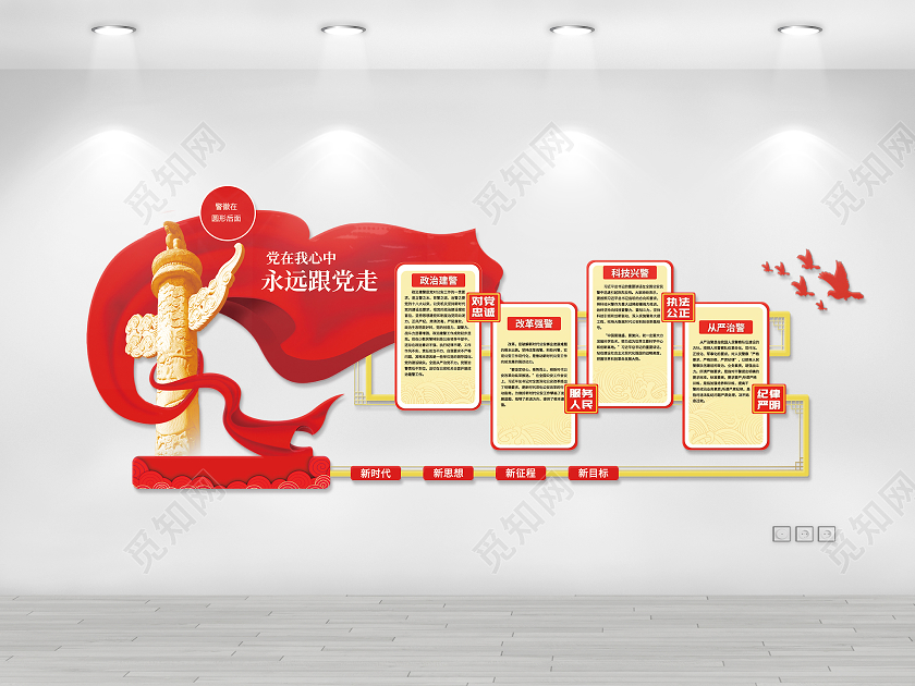 红色党在我心中永远跟党走政治建警文化墙