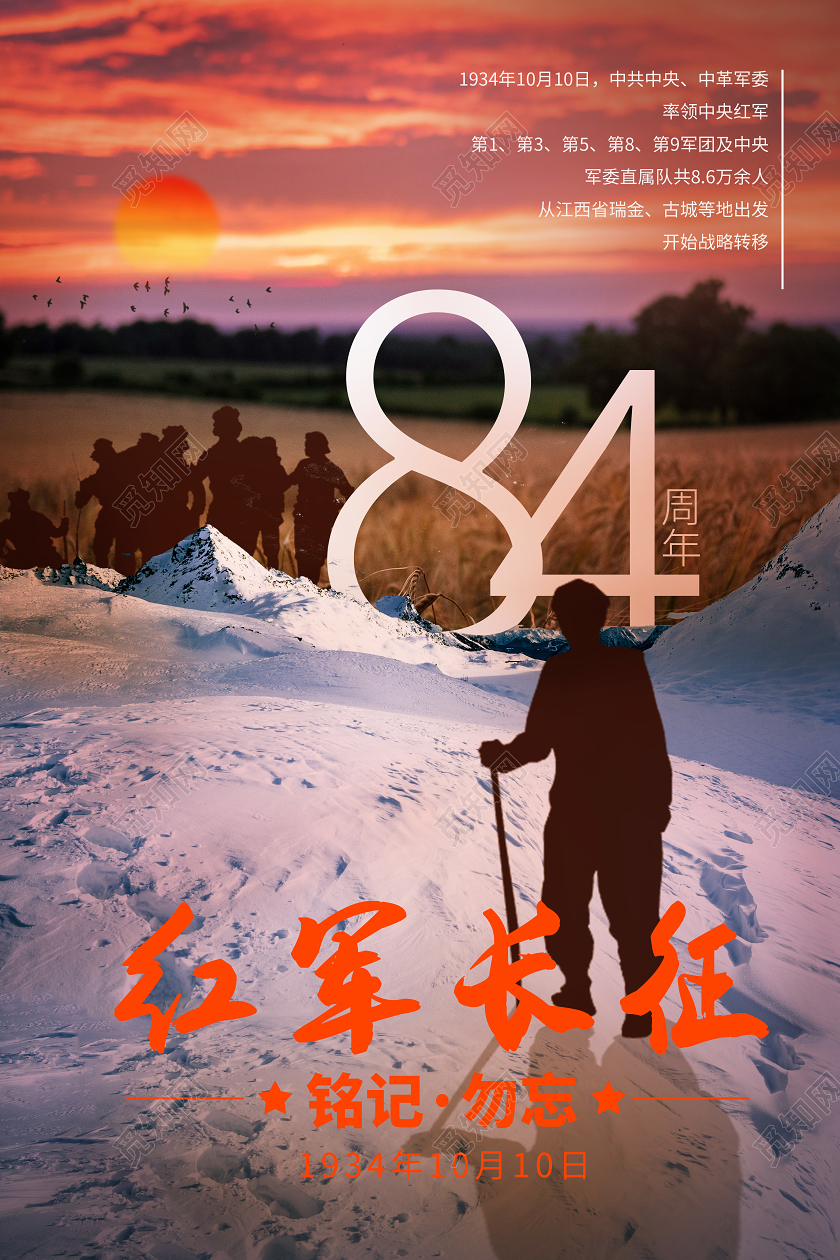 简约大气红军长征84周年纪念日海报