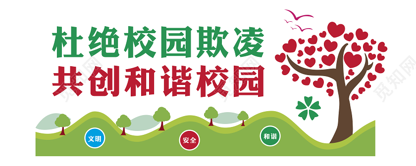 绿色杜绝校园欺凌文化墙校园安全校园文化墙