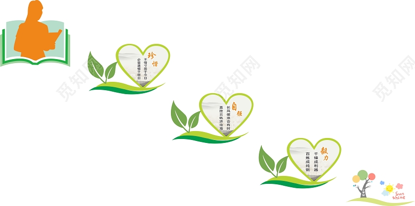 绿色创意剪纸风校园楼梯文化墙